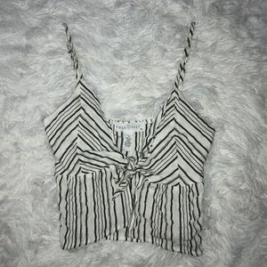 Stripe Bow Tie Crop Top With Front Opening Size XS